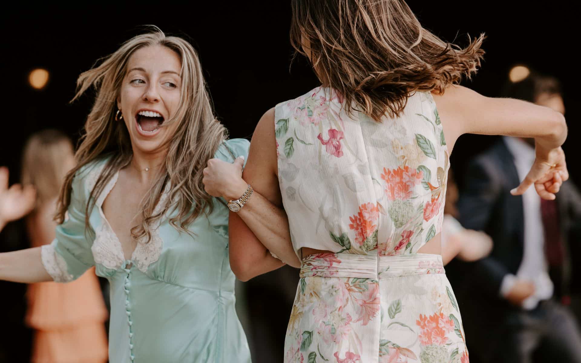 Enjoying a lively dance at Barn Drift, Norfolk, during a joyful celebration at The Hanger.